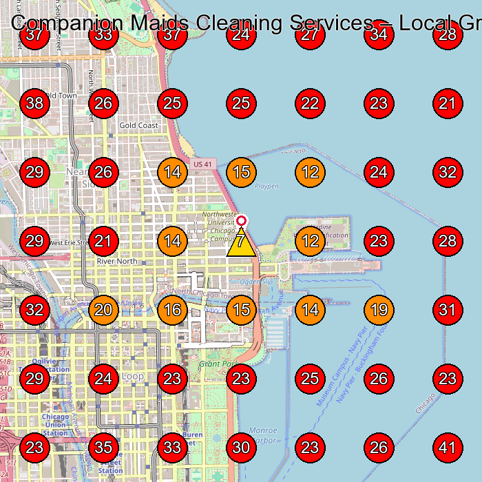 Companion Maids Cleaning Services GeoGrid visibility map for Personal Injury Attorney in Chicago